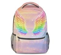 Rainbow Gradient Wings Dreamy Pastel Clouds Kids Backpack, Glitter Girls School Bag, Fantasy Cartoon Print Bookbag, 3D Printed Student (style2)