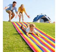 Rainbow Grass Slide Mat for Kids, 800x140cm Teamwork Building Running Mat Foldable Portable Outdoor Playmat for Backyard Nursery Crawling Sliding Tug of War