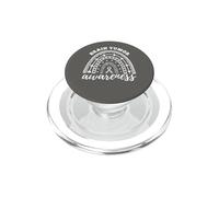 Rainbow Gray Ribbon Brain Tumor Awareness PopSockets PopGrip for MagSafe
