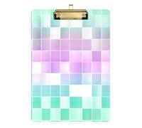 Rainbow Grid Modern Acrylic clipboard Automotive Standard Letter A4 Size Hard Board for Softball Coaches clipboard Teacher Gold 12x9in Tabla para escribir