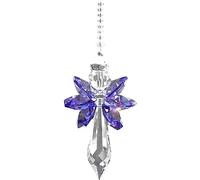 Rainbow Guardian Angel Crystal Glass Suncatcher Pendants Window Hanging Decor Ornament for Home Car Decoration(Purple)