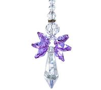 Rainbow Guardian Angel Crystal Suncatcher as Home/Car Decoration & Porch Decor & Hangings Crystal Glass Ornament for Mom (Purple)