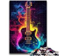 Rainbow Guitar Jigsaw Puzzles for Adults Teenagers Jigsaws Puzzle,Pattern Assembly Fun at Home Activities,Birthday Present,Travel Gifts (38x26cm)