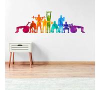Rainbow Gym Silhouettes Wall Sticker Art Home Decal Mural (120cm Width x 40cm Height)