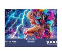 Rainbow Hair Girl 1000 Piece Jigsaw Puzzle For Adults Challenging Game Stress Relief Puzzle Exercise The Memory of The Brain for Men, Women, Elders, Seniors 38x26cm/1000pcs