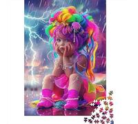 Rainbow Hair Girl 1000 Pieces Jigsaw Puzzles For Adults Family Challenge Toys Stress Relieving Entertainment Cultivate The Spirit of Teamwork For Adults Gifts 500pcs (52x38cm)