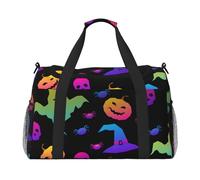 Rainbow Halloween Ghost Witch Hat Spiders Print Ample Space Travel Duffle Bags Large Capacity Hand Travel Bag for Airplane Weekend