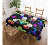Rainbow Halloween Ghost Witch Hat Spiders print Elegant Tablecloth - Stylish Home Decor Fabric for Dining Tables, Weddings, and Events