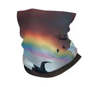 Rainbow Halloween Ghost Witch Hat Spiders Print Windproof Neck Gaiter, Warmer Scarf Breathable Half-Face Mask Ski Mask Unisex For Outdoor