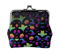 Rainbow Halloween Ghost Witch Hat Spiders Printing Minimalist Lightweight Wallet for School and Work Commutes,Concerts Travel Kit Wallet