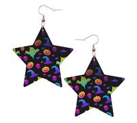 Rainbow Halloween Ghost Witch Hat Spiders Statement Earrings for Women, Star Drop Earrings, Elegant Dangle Jewelry for Formal Gatherings