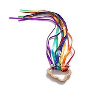 Rainbow Hand Kite Ribbon Streamer Wand with Mini Bells Sensory Rainbow Ribbon Baby Rattle Toys Handbells Baby Rattles