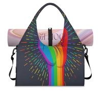 Rainbow Hand Sports Duffel Bag for Women Men Rainbow Gay Pride Weekend Overnight Bag with Shoe Compartment Shoulder Tote Luggage Bag for Yoga Gym Travel