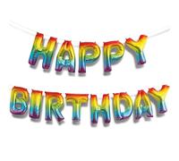 Rainbow Happy Birthday Foil Letter Balloon Banner Kit (35cm) - Perfect for Memorable Celebrations - 1 Set