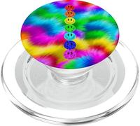 Rainbow Happy Faces Retro Colorful Aesthetic Pattern Design PopSockets PopGrip for MagSafe