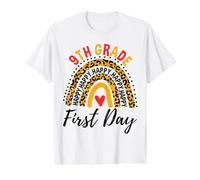 Rainbow Happy First Day of School 9th Grade Teacher Value Graphic T-Shirt, Men, White, L