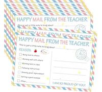 Rainbow Happy Mail Teacher Notes to Parents Classroom Good Behavior Incentive Motivational Cards 100 Pcs Motivational Notes Positive Postcards For Preschool, Kindergarten, Elementary School (Color1)