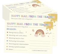 Rainbow Happy Mail Teacher Notes to Parents Classroom Good Behavior Incentive Motivational Cards 50 Pcs Motivational Notes Positive Postcards For Preschool, Kindergarten, Elementary School (Color2)