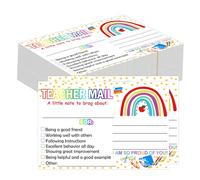 Rainbow Happy Mail Teacher Notes to Parents Classroom Good Behavior Incentive Motivational Cards 50 Pcs Motivational Notes Positive Postcards For Home,Preschool, Kindergarten, Elementary (100 Pcs)