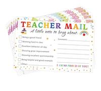Rainbow Happy Mail Teacher Notes to Parents Classroom Good Behavior Incentive Motivational Cards 50pcs Positive Postcards for Home Preschool Students Kids Teacher Supplies (color 2)