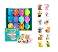 Rainbow Hatching Bubbly Buddies, Natural Bubble Treasure Gift Set with Mega Bubbles & Surprise Inside 12 Pcs Toys, Bath Bombs Gift for Kids, Easter Basket Stuffer