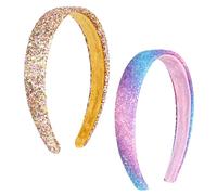 Rainbow Headbands 2 Pack Girls Sweet Hairband Glitter Rainbow Headband Cute Sparkly Bling Headbands Wide Thick Head Bands Hair Accessories Fashion Head Bands (2 Styles Tie Dye)