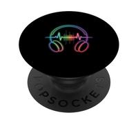 Rainbow Headphones Sound Wave Music Heartbeat PopSockets Adhesive PopGrip