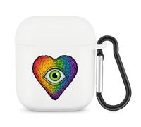 Rainbow Heart All-Seeing Eye Headphone Case Suitable for Airpods 1&2 | Bluetooth Headset Cover,Hard Shell,Shockproof,Earphone Cover,Protective Case
