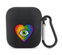 Rainbow Heart All-Seeing Eye Headphone Case Suitable for Airpods 1&2 | Bluetooth Headset Cover,Hard Shell,Shockproof,Earphone Cover,Protective Case
