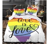 Rainbow-heart-art Quilt Cover 3D Print Ultra Soft 3PCs Bed Linen Hidden Zipper hand-drawn-styled Comforter Cover Luxury Machine Washable for Adults Teens Women Kids Girls Boys Super king（260x220cm）