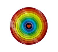 Rainbow Heart Circular Tempered Glass Chopping Board 31 x 31cm