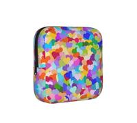 Rainbow Heart Confetti, Sanitary Pad Storage Bag, Pad Holder Bag with Zipper, Change Purse