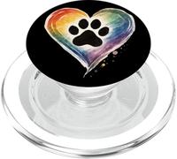 Rainbow Heart Dog Paw Shirt, Colorful Pet Lovers, Paw Colors PopSockets PopGrip for MagSafe