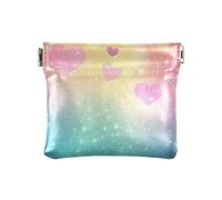 Rainbow Heart Fake Glitter Women's Leather Coin Purses Pouches Portable Jewelry Organizer for Women, Rainbow heart fake glitter, One Size, Print Art