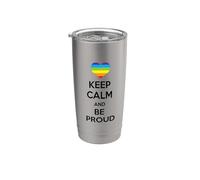 Rainbow Heart Keep Calm and Be Proud Stainless Steel Insulated Tumbler