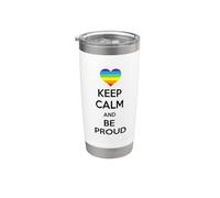 Rainbow Heart Keep Calm and Be Proud Stainless Steel Insulated Tumbler