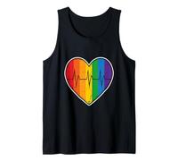 Rainbow Heart Pulse Beat Life Love Queer Community Unity Tank Top