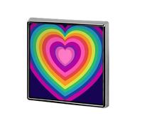 Rainbow Heart Retro 70s Style Simple Unisex Brooches & Pins Square Lightweight Lapel Badge Jewelry for Clothing Shawl Hat
