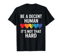 Rainbow Heart Retro Be A Decent Human It's Not That Hard T-Shirt
