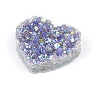 Rainbow Heart Shape Amethyst Cluster,Titanium Coated Angel Aura Druzy, Quartz Rough Stone for Home Decoration,2pcs