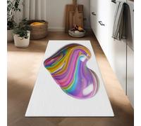 Rainbow Heart Shape Runner Rug for Entryway 60 x 120 cm Hallway Non Slip Runner, Washable Long Low Pile Minimalism Floor Carpet for Kitchen Corridor Bedroom Living Room Laundry