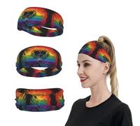 Rainbow Heart Sports Headband for Men Women Wide Elastic Hair Bands Moisture Wicking Workout Sweatband Fashion Non Slip Head Bands Running Bandana for Yoga Fitness
