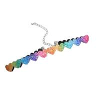 Rainbow Heart Stars Butterfly Choker Necklace Gothic Y2k Colorful Heart Necklace for Women Adjustable Classic Collar Necklaces Pride Month Jewelry, Metal, Cloth, Agate