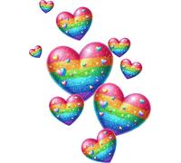Rainbow Heart Vinyl Decal Stickers, Cover Marks, Pride Decor, Qty:10