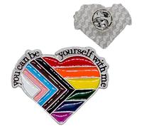 Rainbow Heart You Can Be Yourself Pin Badge Ally LGBT LGBTQ+ Brooch Gay Pride Lapel Queer Bi Bag Jacket Transgender Trans Non-Binary March Jewellery Equality Lanyard