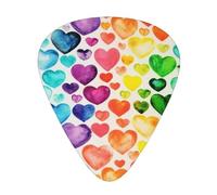 Rainbow Hearts 12-Pack Guitar Picks Set â€“ Unique Single-Sided Printed Picks With Abs Material For Acoustic, Electric Guitars & Ukuleles
