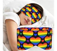 Rainbow Hearts Gay Pride Flag, Sleep Mask for Home Travel, Full Eye Covers Light Blocking Eye Mask Sleep Eye and Ear Muffs