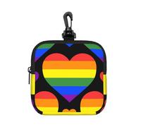 Rainbow Hearts Gay Pride Flag, Square Zipper Storage Bag, Neoprene Coin Purse, Small Wallets, Change Pouch, Change Purse