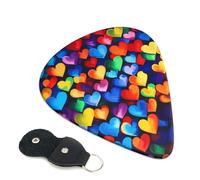 Rainbow Hearts Guitar Plectrums, 6 Guitar Plectrums, Printed on both sides for Electric Guitar Bass Ukulele (0.46 mm 0.71 mm 0.96 mm)