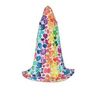 Rainbow Hearts Hooded Cape For Teenagers, Unisex Cloak Robe Hooded Halloween Costume Satin Witches Vampire Cloak Fancy Dress Up Children